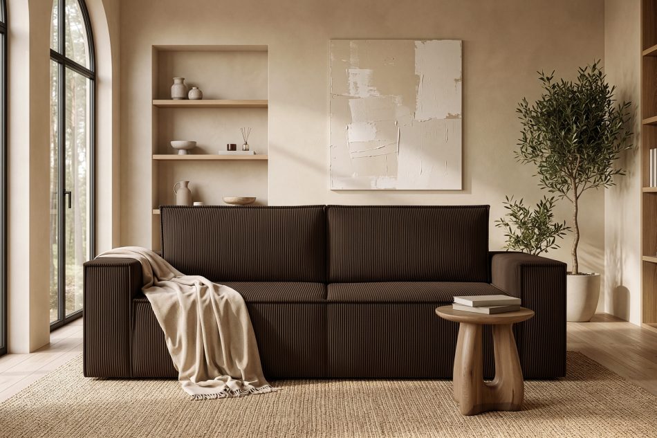 NAPI Dreisitzer-Schlafsofa ausklappbar mit Bettkasten in dunkelbraun Dunkelbraun - Foto 26