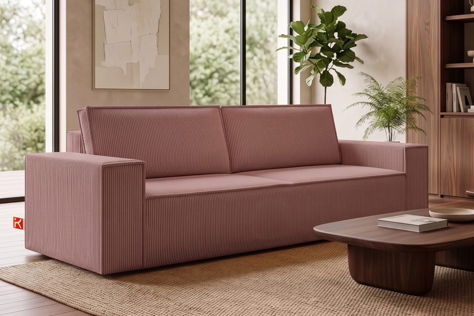NAPI Dreisitzer-Schlafsofa ausklappbar mit Bettkasten in rosa rosa - Foto 21