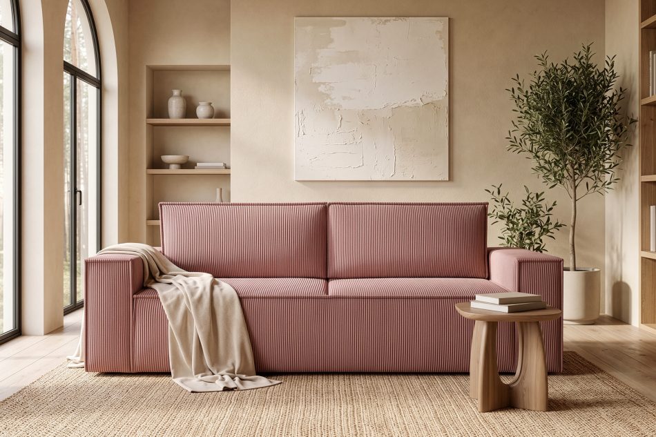 NAPI Dreisitzer-Schlafsofa ausklappbar mit Bettkasten in rosa rosa - Foto 23