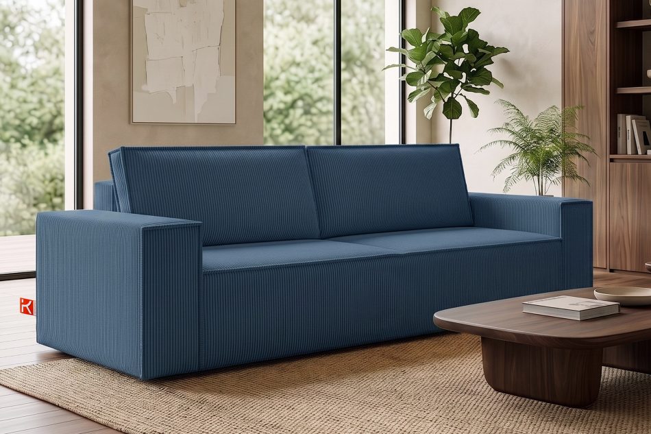 NAPI Dreisitzer-Schlafsofa ausklappbar mit Bettkasten in marineblau marineblau - Foto 21