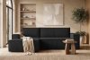 NAPI Kordstoff-Ecksofa links fürs Wohnzimmer mit Schlaffunktion & Bettkasten in schwarz schwarz - Foto 22