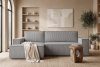 NAPI Kordstoff-Ecksofa links fürs Wohnzimmer mit Schlaffunktion & Bettkasten in hellgrau hellgrau - Foto 22