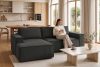 NAPI Kordstoff-Ecksofa links fürs Wohnzimmer mit Schlaffunktion & Bettkasten in dunkelgrau dunkelgrau - Foto 21