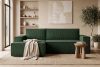 NAPI Kordstoff-Ecksofa links fürs Wohnzimmer mit Schlaffunktion & Bettkasten in dunkelgrün dunkelgrün - Foto 22
