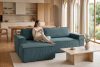 NAPI Kordstoff-Ecksofa links fürs Wohnzimmer mit Schlaffunktion & Bettkasten in blaugrün blau - Foto 20