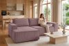 NAPI Kordstoff-Ecksofa links fürs Wohnzimmer mit Schlaffunktion & Bettkasten in hellviolett hellviolett - Foto 21