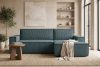 NAPI Kordstoff-Ecksofa rechts mit Schlaffunktion & Bettkasten in blau blau - Foto 22
