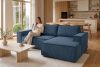 NAPI Kordstoff-Ecksofa rechts mit Schlaffunktion & Bettkasten in marineblau marineblau - Foto 21