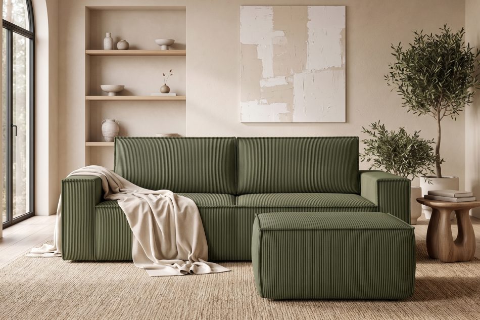 NAPI Großer Kordstoff-Sitzhocker in olivgrün oliv - Foto 10