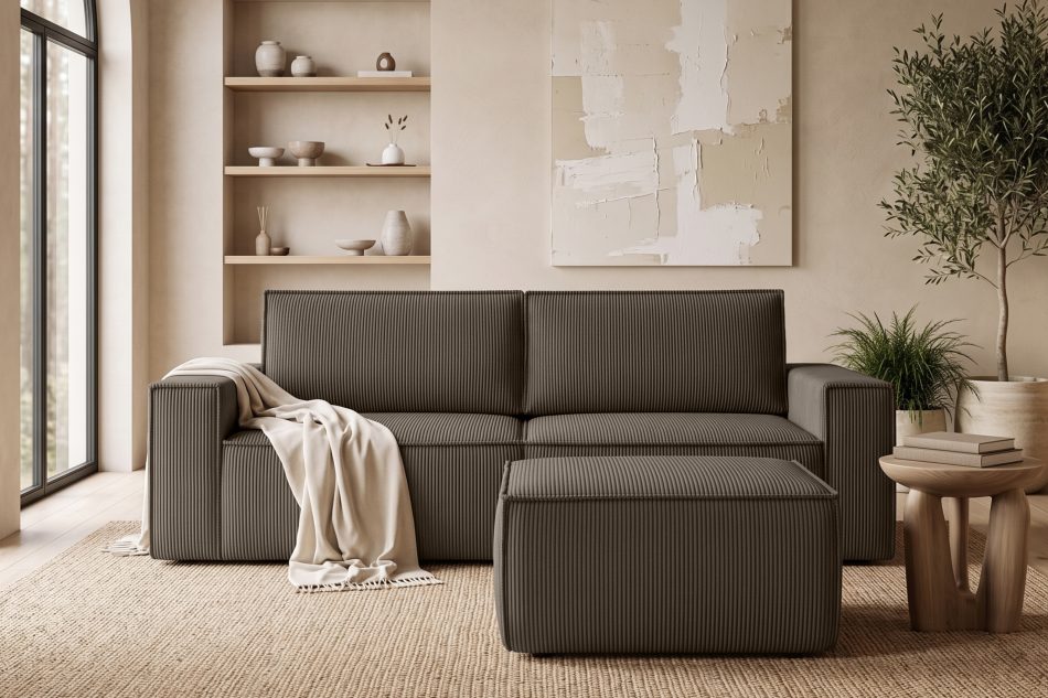 NAPI Großer Kordstoff-Sitzhocker in braun braun - Foto 10