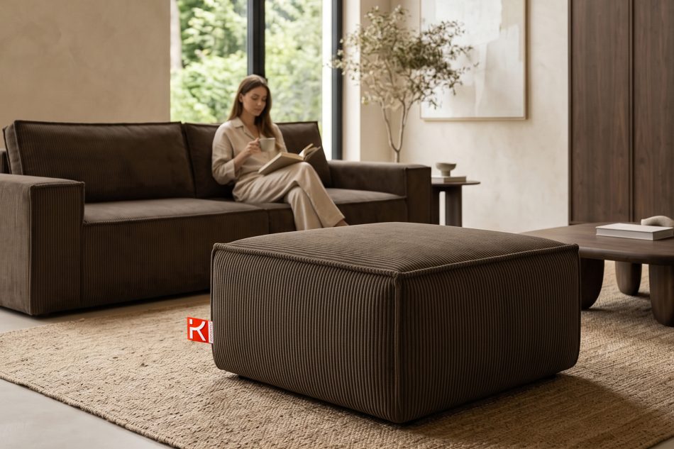 NAPI Großer Kordstoff-Sitzhocker in dunkelbraun dunkelbraun - Foto 9