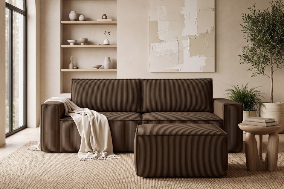 NAPI Großer Kordstoff-Sitzhocker in dunkelbraun dunkelbraun - Foto 10