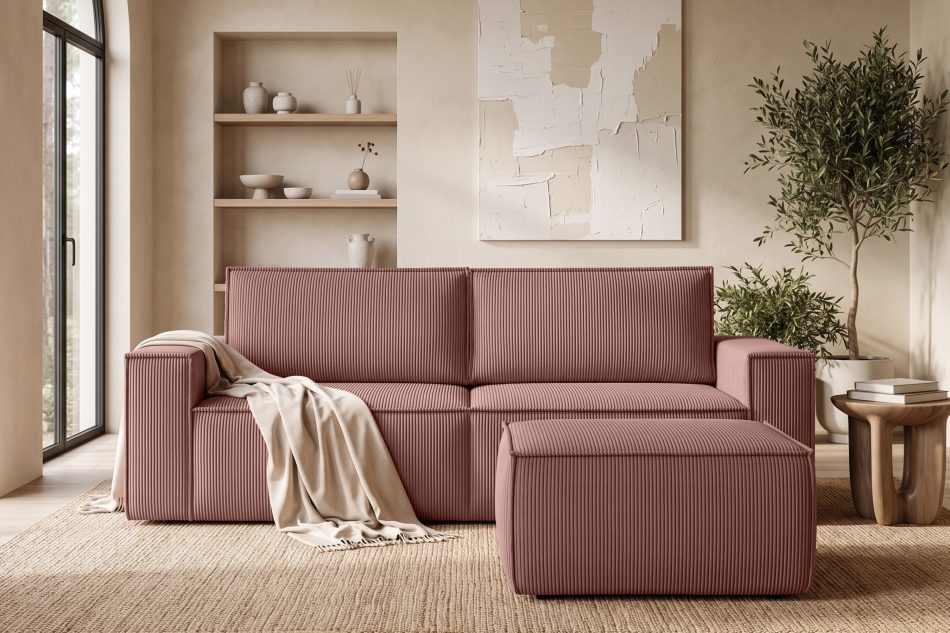 NAPI Großer Kordstoff-Sitzhocker in rosa rosa - Foto 10