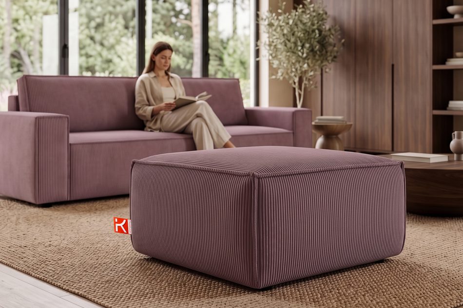 NAPI Großer Kordstoff-Sitzhocker in hellviolett hellviolett - Foto 9