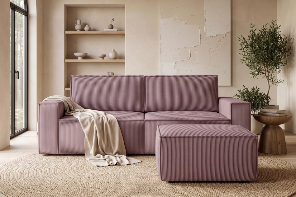 NAPI Großer Kordstoff-Sitzhocker in hellviolett hellviolett - Foto 10