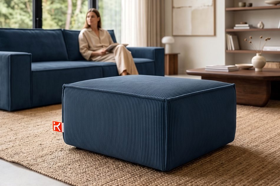 NAPI Großer Kordstoff-Sitzhocker in marineblau marineblau - Foto 9