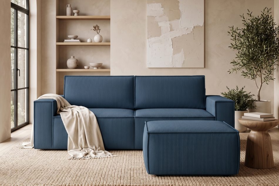 NAPI Großer Kordstoff-Sitzhocker in marineblau marineblau - Foto 10