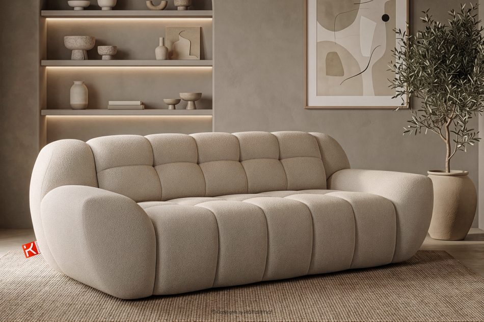 BALU Dreisitzer-Sofa mit Schlaffunktion auf italienischem Gestell im Japandi-Stil, beige beige - Foto 18