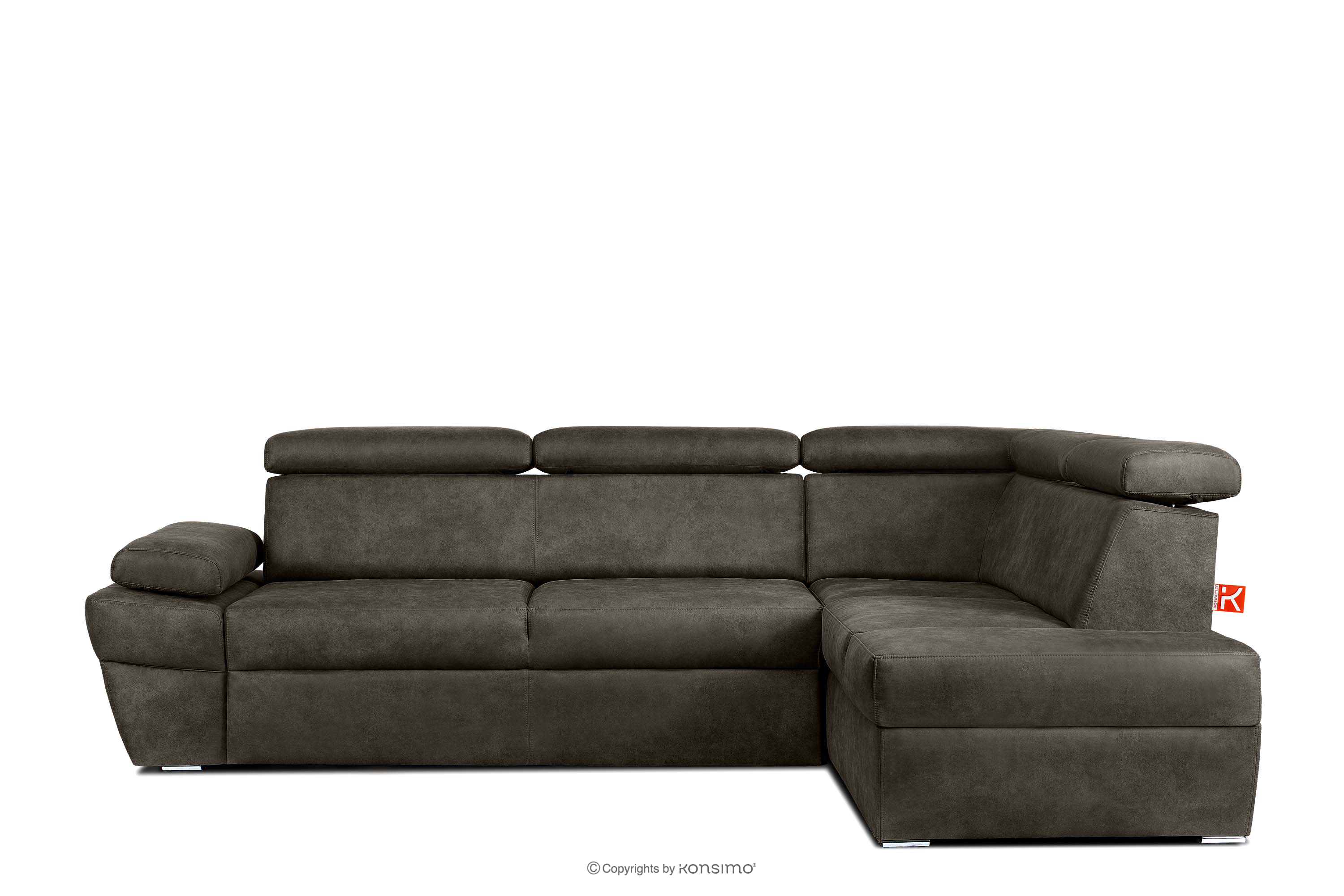 Ecksofa rechts mit Schlaffunktion in Leder-Optik in anthrazitfarben