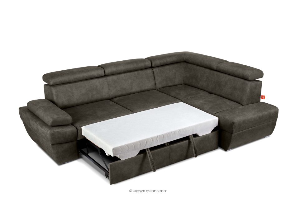 RATLO Ecksofa rechts mit Schlaffunktion in Leder-Optik in anthrazitfarben anthrazit - Foto 5
