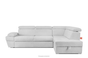 RATLO, https://konsimo.de/kollektion/ratlo/ Ausklappbares Ecksofa mit Bettzeugcontainer grau rechts Bouclé grau - Foto