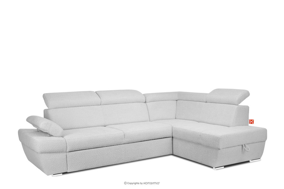 RATLO Ausklappbares Ecksofa mit Bettzeugcontainer grau rechts Bouclé grau - Foto 2