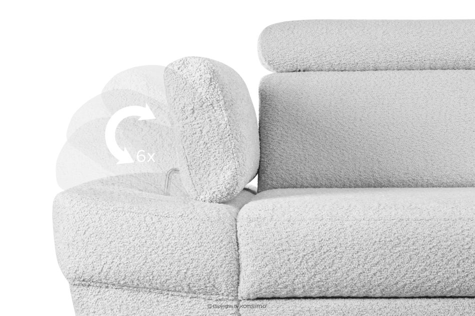 RATLO Ausklappbares Ecksofa mit Bettzeugcontainer grau rechts Bouclé grau - Foto 10