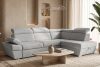 RATLO Ausklappbares Ecksofa mit Bettzeugcontainer grau rechts Bouclé grau - Foto 2
