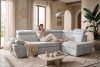 RATLO Ausklappbares Ecksofa mit Bettzeugcontainer grau rechts Bouclé grau - Foto 17