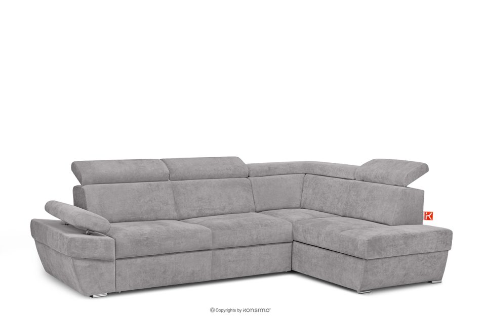 RATLO Ausklappbares Ecksofa mit Bettzeugablage hellgrau rechts hellgrau - Foto 2