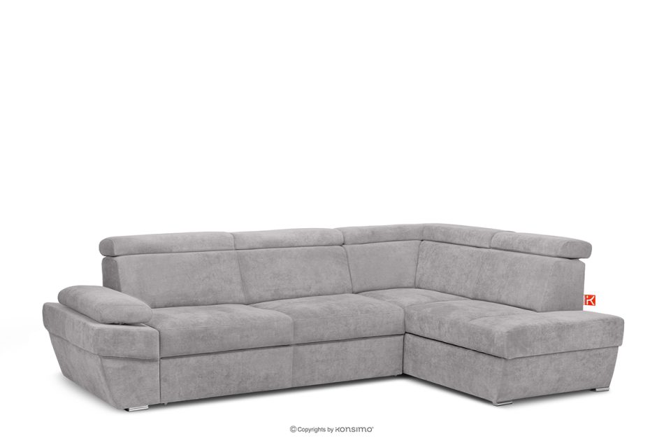 RATLO Ausklappbares Ecksofa mit Bettzeugablage hellgrau rechts hellgrau - Foto 3