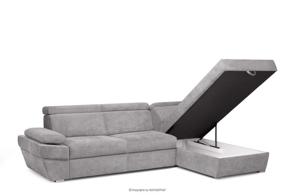 RATLO Ausklappbares Ecksofa mit Bettzeugablage hellgrau rechts hellgrau - Foto 4