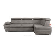 Ecksofa rechts mit Schlaffunktion in Leder-Optik in stahlgrau