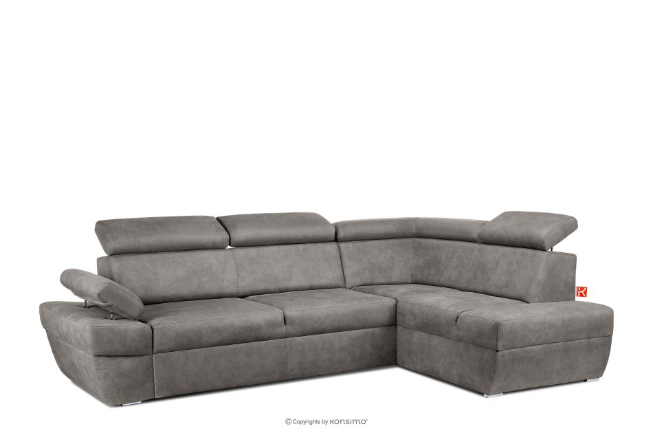 RATLO Ecksofa rechts mit Schlaffunktion in Leder-Optik in stahlgrau Stahl - Foto 2