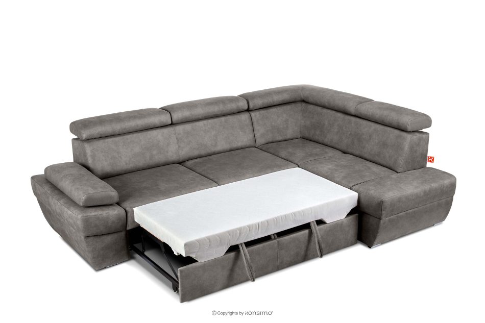 RATLO Ecksofa rechts mit Schlaffunktion in Leder-Optik in stahlgrau Stahl - Foto 5