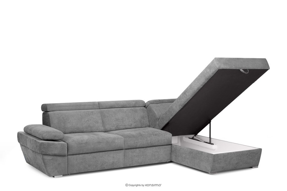 RATLO Ausklappbares Ecksofa mit Bettzeugcontainer grau rechts dunkelgrau - Foto 4