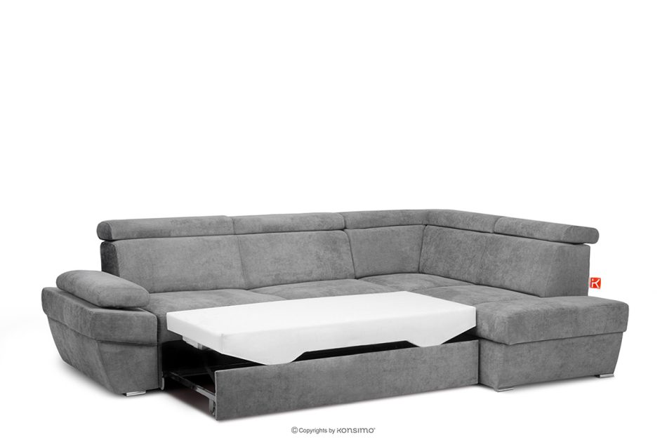 RATLO Ausklappbares Ecksofa mit Bettzeugcontainer grau rechts dunkelgrau - Foto 5