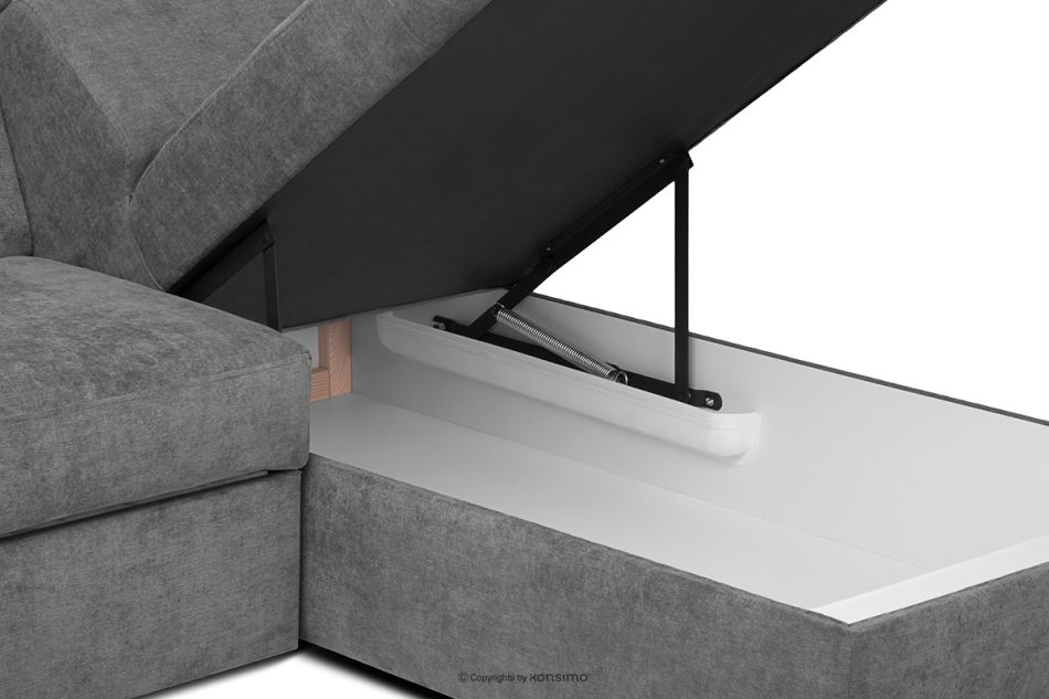 RATLO Ausklappbares Ecksofa mit Bettzeugcontainer grau rechts dunkelgrau - Foto 7