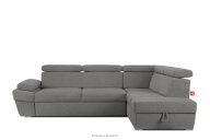 Ecksofa rechts mit Schlaffunktion und Bettzeugcontainer in aschgrau