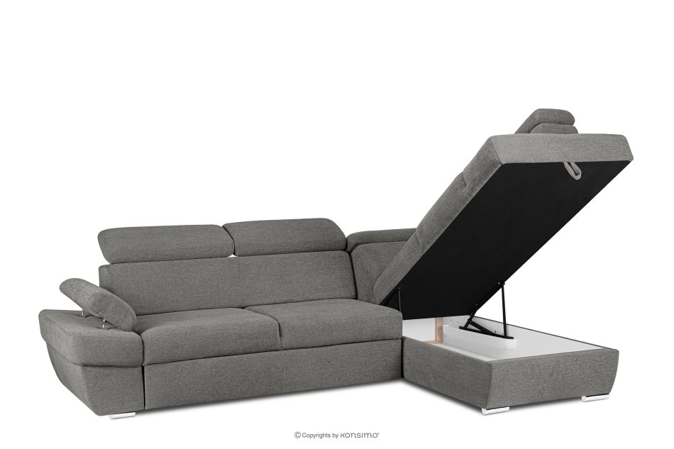 RATLO Ecksofa rechts mit Schlaffunktion und Bettzeugcontainer in aschgrau Asche - Foto 3