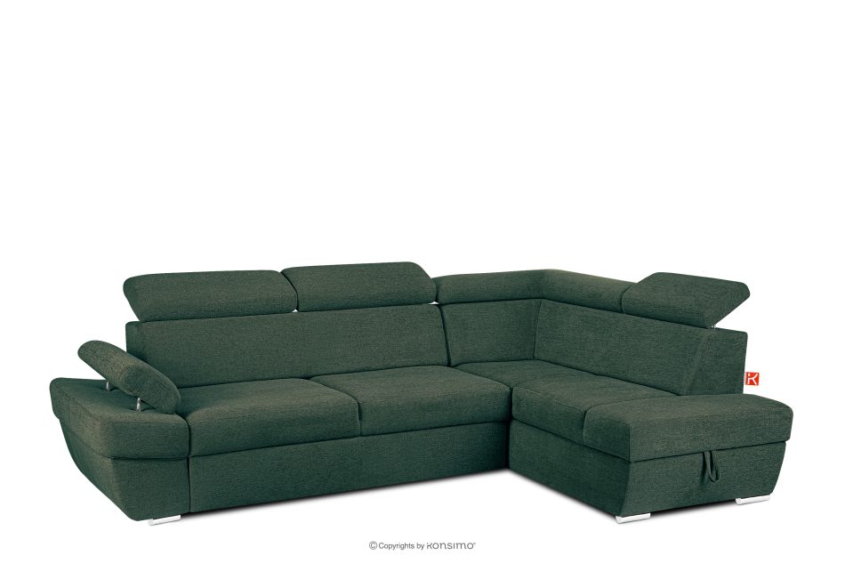 RATLO Ecksofa rechts mit Schlaffunktion und Bettzeugcontainer in grün/beige marine/beige - Foto 2