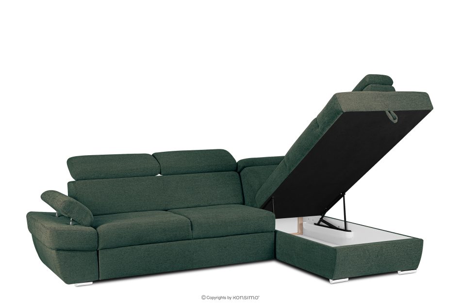 RATLO Ecksofa rechts mit Schlaffunktion und Bettzeugcontainer in grün/beige marine/beige - Foto 3