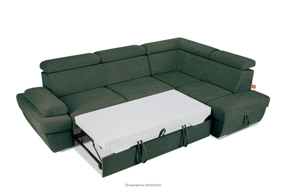 RATLO Ecksofa rechts mit Schlaffunktion und Bettzeugcontainer in grün/beige marine/beige - Foto 5