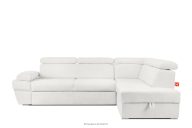 Ausklappbares Ecksofa mit Bettzeugcontainer creme rechts Bouclé