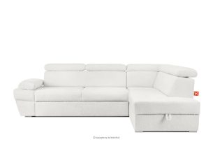 RATLO, https://konsimo.de/kollektion/ratlo/ Ausklappbares Ecksofa mit Bettzeugcontainer creme rechts Bouclé creme - Foto