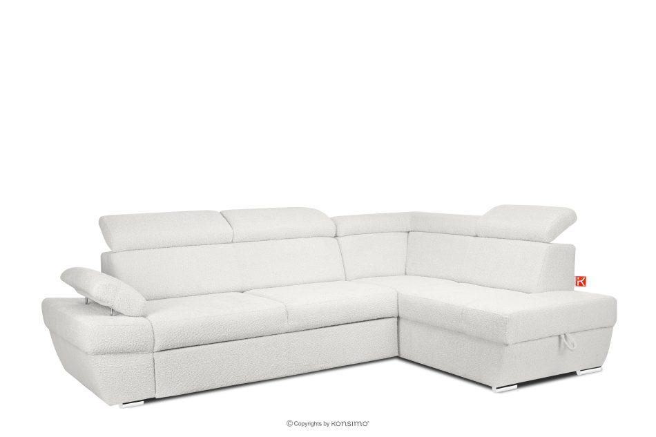 RATLO Ausklappbares Ecksofa mit Bettzeugcontainer creme rechts Bouclé creme - Foto 2