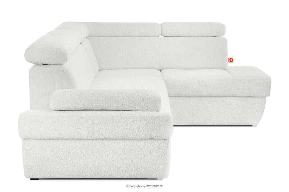 RATLO Ausklappbares Ecksofa mit Bettzeugcontainer creme rechts Bouclé creme - Foto 6