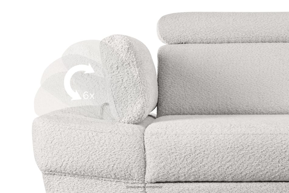 RATLO Ausklappbares Ecksofa mit Bettzeugcontainer creme rechts Bouclé creme - Foto 10