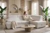 RATLO Ausklappbares Ecksofa mit Bettzeugcontainer creme rechts Bouclé creme - Foto 17