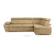 Ecksofa rechts mit Schlaffunktion in Leder-Optik in sandgelb